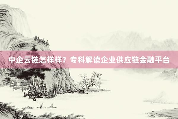 中企云链怎样样？专科解读企业供应链金融平台