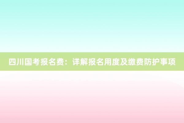 四川国考报名费：详解报名用度及缴费防护事项